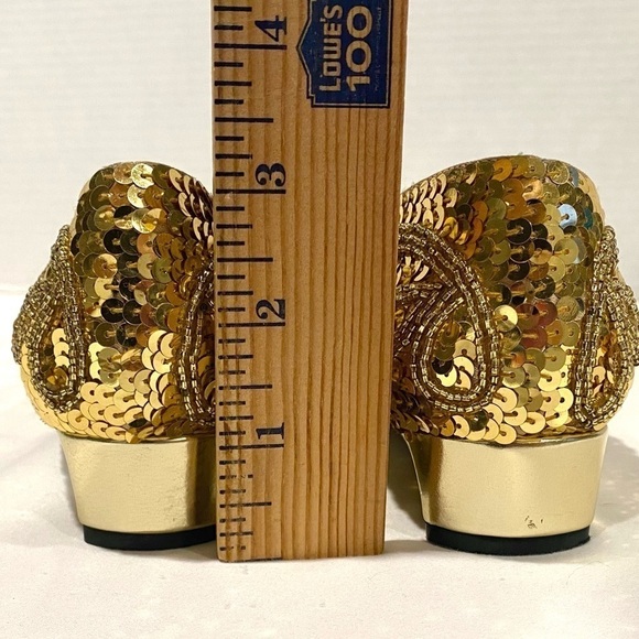 NWOT — Dolce by Pierre Gold Sequin 80s Vintage Flats Size 6.5M - Picture 12 of 12
